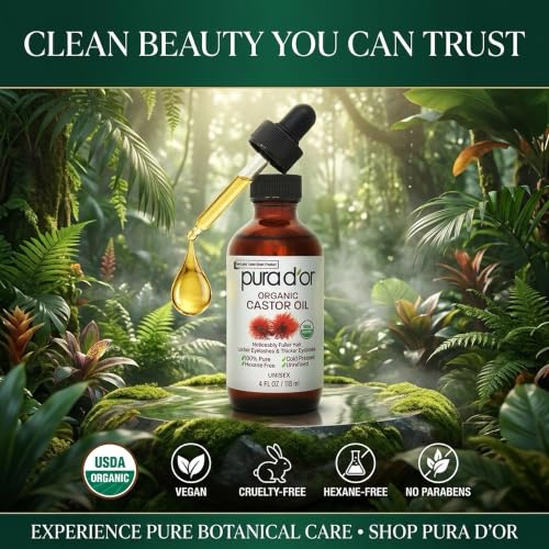 PURA D'OR ORGANIC Castor Oil Pure Cold-Pressed for Hair & Skin, 4oz - image 6