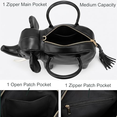 Image of Women PU Leather Unique Novelty 3D Elephant Shaped Handbag Purse Crossbody Shoulder Bag
