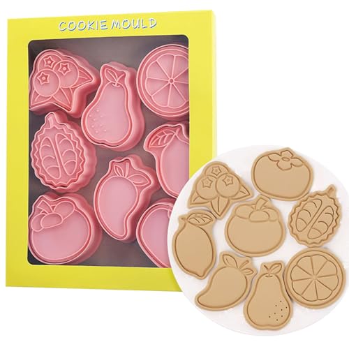 Juego de cortadores de galletas con temática de frutas - Cúter de dibujos animados | Juego de cortadores de galletas surtidos, moldes de galletas de acero inoxidable, divertidos cortadores para