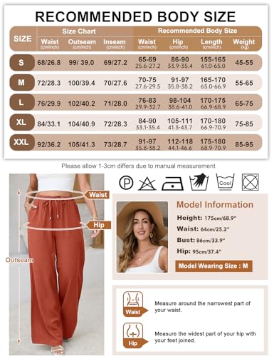 Image of Linen Pants for Women Flowy Palazzo Pants Boho High Waist Wide Leg Trousers Summer Beach Vacation Outfits 2026