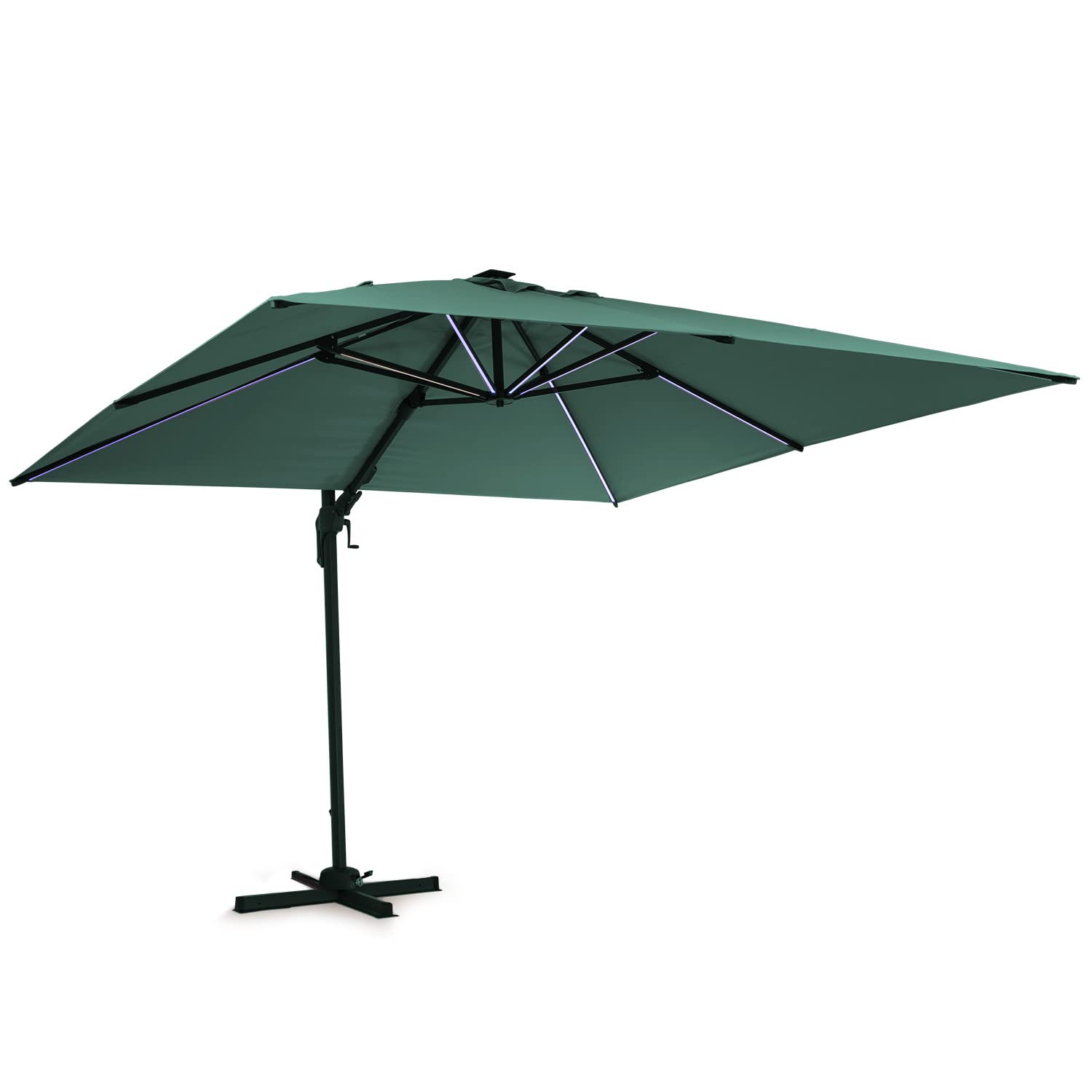 blumfeldt Sombrilla Terraza Exterior, Parasol Jardin con Panel Solar y LED, Sombrilla Jardin y Patio, Sombrillas Terraza Resistentes al Agua y a los Rayos UV, Sombrillas Ajustables sin Base