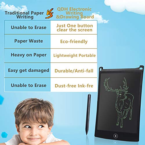 QDH LCD Writing Tablet for Kids Writing Board 8.5 in Drawing Board Kids Electronic Writing Pad Kids Doodle Board Erasable Drawing Pad Drawing Tablet Pre-Learning Educational Toys for 3 Years + Kids - Thumbnail 6