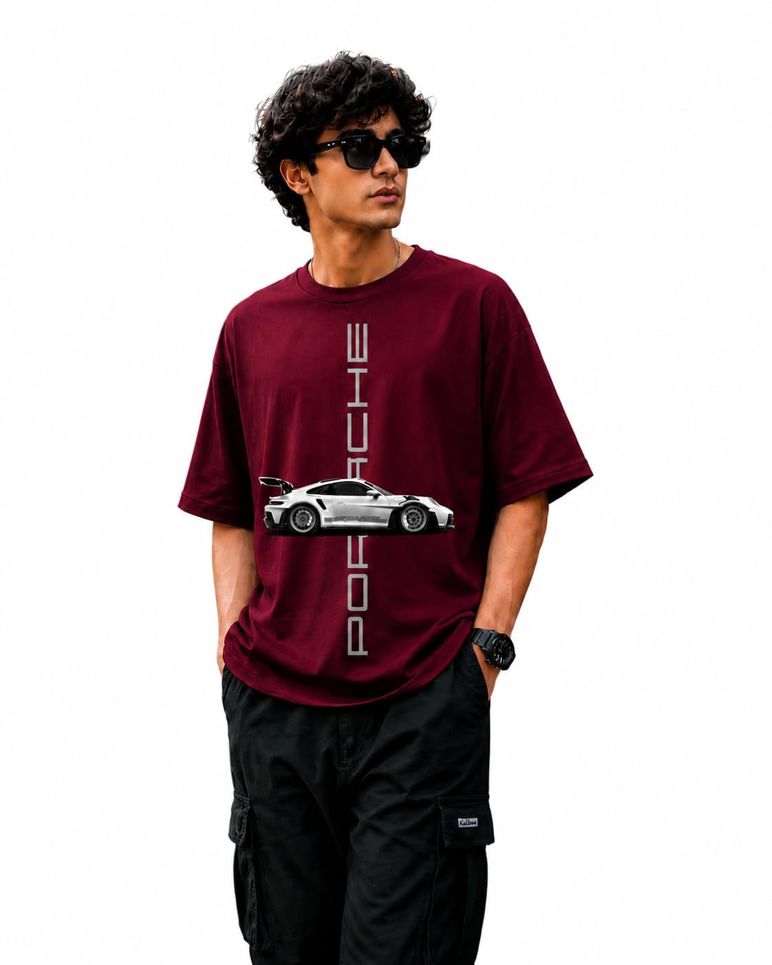 Men's Oversized Terry Cotton Graphic Printed Round Neck Half Sleeve T-Shirt