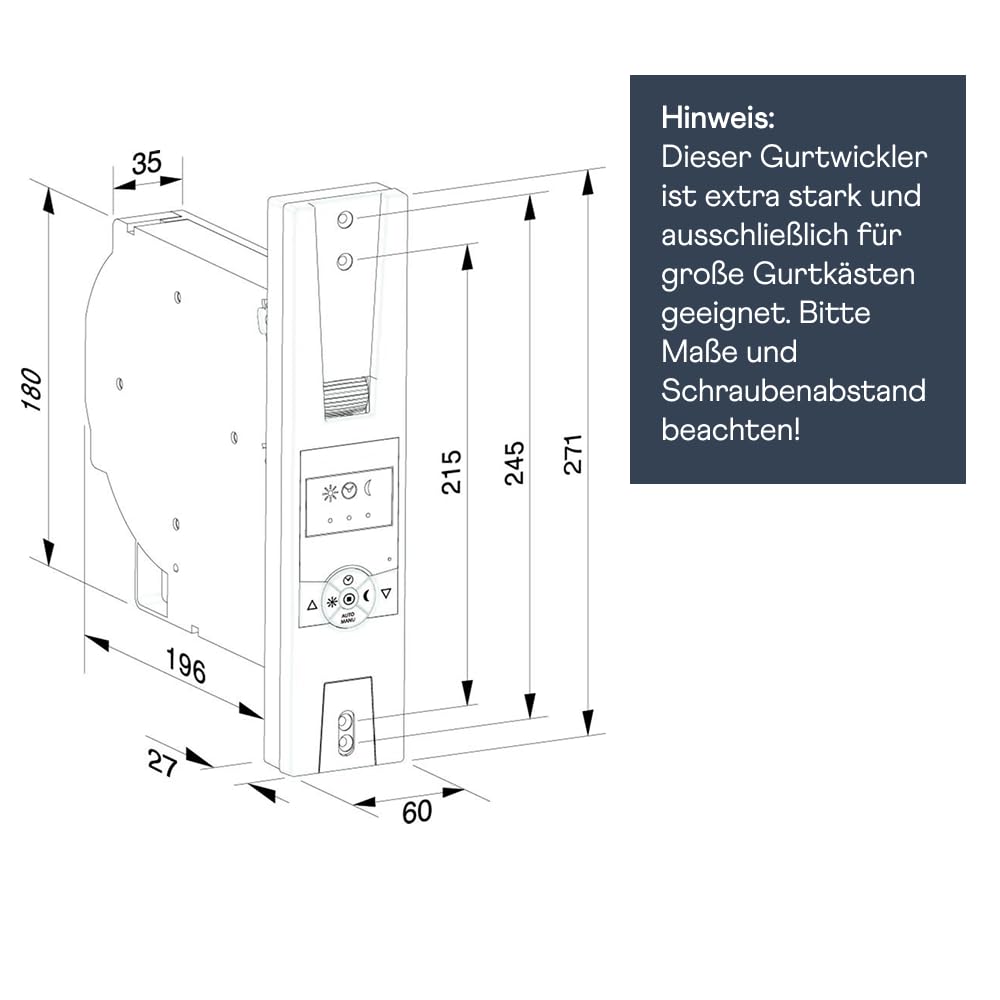 Home Pilot – Gurtwickler Classic, Power-Version, für schwere Rollläden (bis 60 kg) und großem Gurtkarten. Elektrischer Beltwinder | Nachrüstung | Unterputzmontage - 10132360