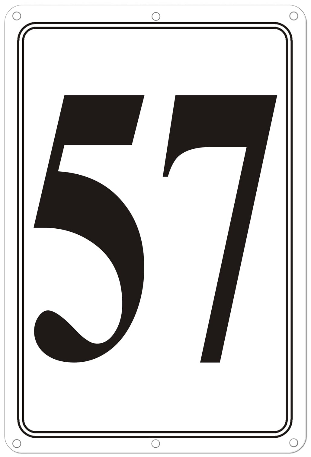 Premium Aluminum Number Signs 57, Metal 12" X 8" Numbered Signs Outdoor for Parking Lots, Floor, Dock, Court, Aisle, Field, High Visibility, No Fade, Weather-resistant