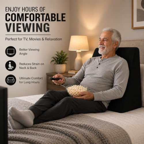 Image of Memory Foam Orthopedic Wedge Pillow for Back, Neck, Leg Support, Pregnancy, GERD, Acid Reflux, Snoring & Post-Surgery Relief - Soft Washable Velvet Cover - Black (46 x 52 x 46 CM)