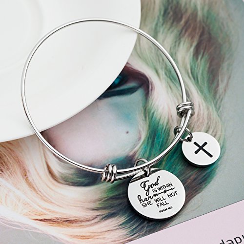 Image of Cross Adjustable Christian Bible Verse Bracelet Religious Jewelry | Inspirational scripture bangle, thoughtful confirmation faith gift for women teengirls