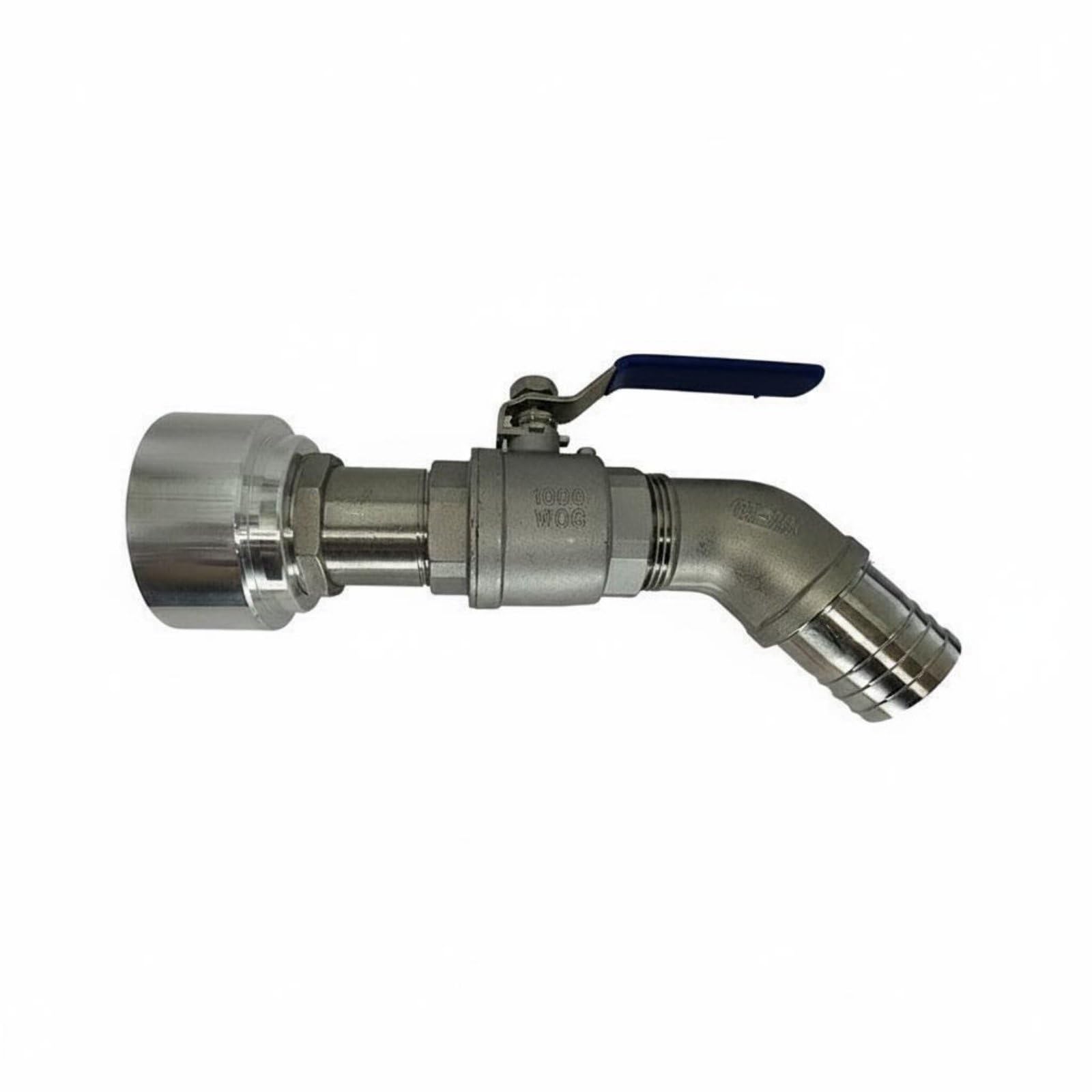 Válvula Adaptadora de Aluminio Válvula de Tanque Adaptador de Contenedor Conector de Rosca Sellado Resistente a Fugas y Corrosión Adecuada para, 42MM, Acero Inox+45°