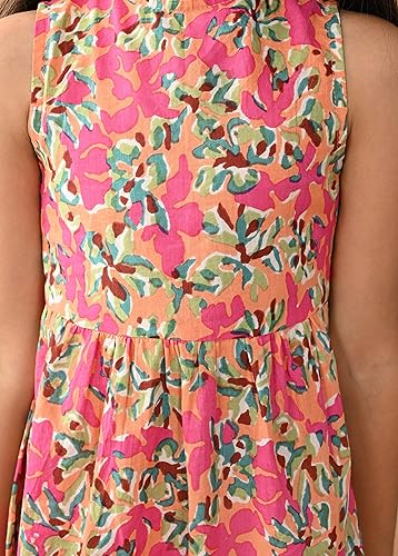 Image of LILPICKS All Over Printed Sleeveless Ankle Length Dropwaist Maxi Dress for Girls (Multi)