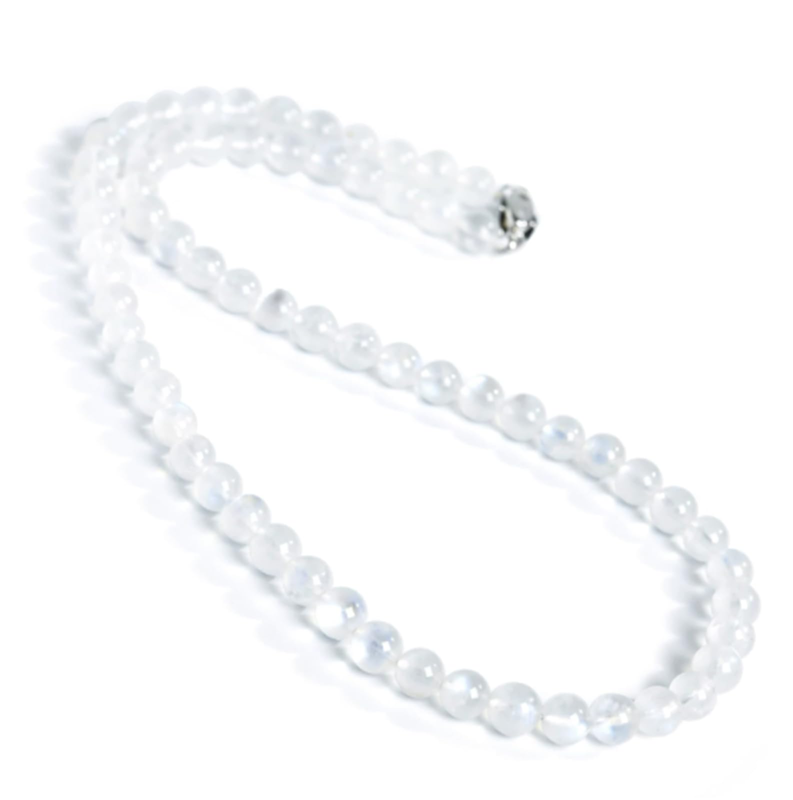 Collar de Cuentas de Piedra Lunar Azul para Mujeres y niñas, Collares de Piedras Preciosas Naturales, Collares Bohemios de Verano para la Playa, joyería de Moda con Cuentas,5mm