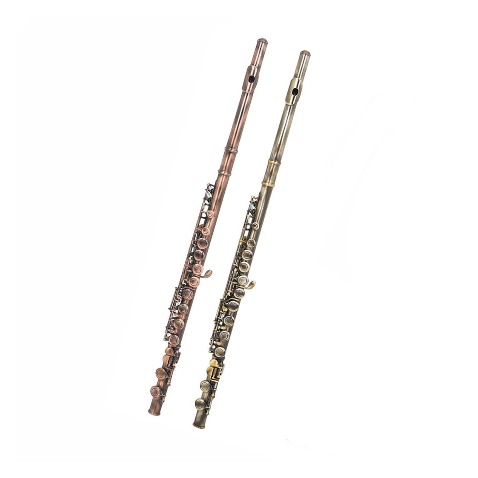 flet prosty Flet 16 zamknięty otwór C klucz flet imitacja brązu profesjonalny flet poprzeczny instrument dęty drewniany (Color : Bronze Antique)