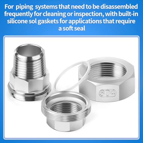Image of ChillWaves 304 Stainless steel Cast Pipe Fitting, Union，2 inch NPT Male x 2 inch NPT Female，Thread Adapter(1-PACK)