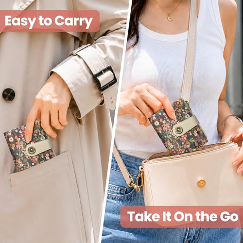 Image of Small Wallet for Women, RFID Blocking Bifold Card Holder Wallet with 10 Card Slots, Cash Compartment, Zipper Coin Pocket & ID Window, Cute Soft Vegan Leather Compact Wallet, Garden