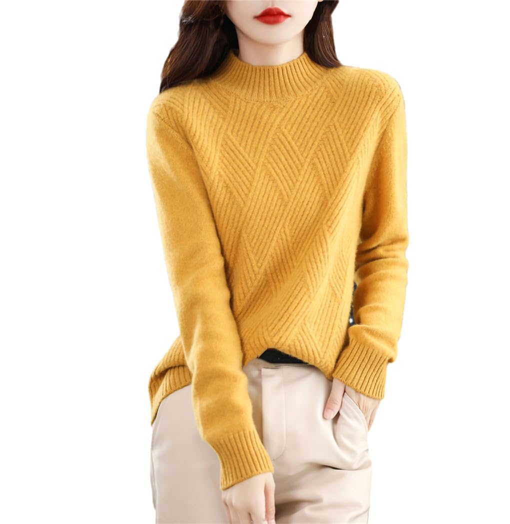 Suvoiier Maglione da Donna in Cashmere - Maglieria Pullover in Maglia di Lana Top
