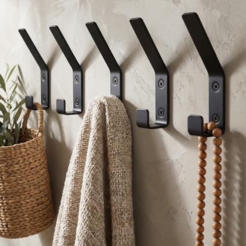 KIBAGA Decorative Double Coat Hooks 5 Pack