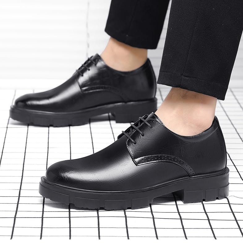 Non Slip Dress Shoes for Men Lace Up Dress Sneakers Fashion Pointed Toe Slip-on Oxford(7.5)2