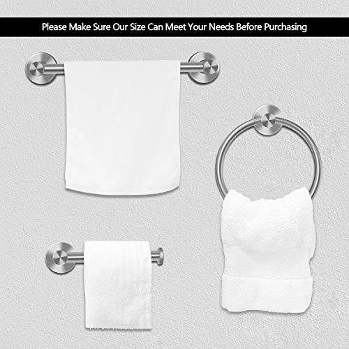 EAONE 7 Pieces Bathroom Hardware Accessory Set, 304 Stainless Steel Wall Mounted Towel Bar Toilet Paper Holder Towel Ring Holder and Adhesive Hooks, Brushed Nickel
