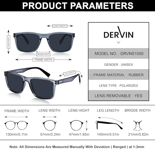 Image of Dervin UV Protected Polarized Square Sunglasses for Men and Women