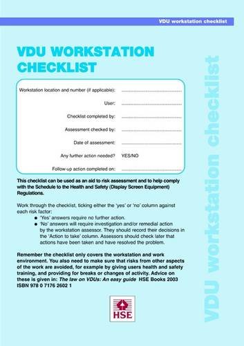 VDU Workstation Checklist: Amazon.co.uk: Health and Safety Executive ...