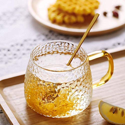 Image of Glass Coffee Tea Milk Mug with Golden Handle for Home Office and Traveling Espresso Chocolate & Beverage, Mocha, Fruit Drink, Shake, Cappuccino Mug 400 ML