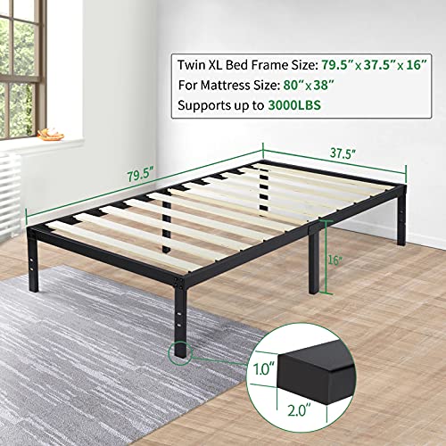 Noah Megatron Twin Xl Bed Frame 16 Inch, Heavy Duty Bed Frame With Wooden Slats, 16 Inch Mattress Foundation/No Box Spring Needed (Twin Xl) #TOP1