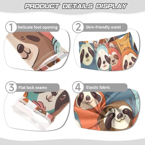 Toddler Girls Leggings Printed Yoga Pants Leggings Colorful Sloth Heads for Kids3