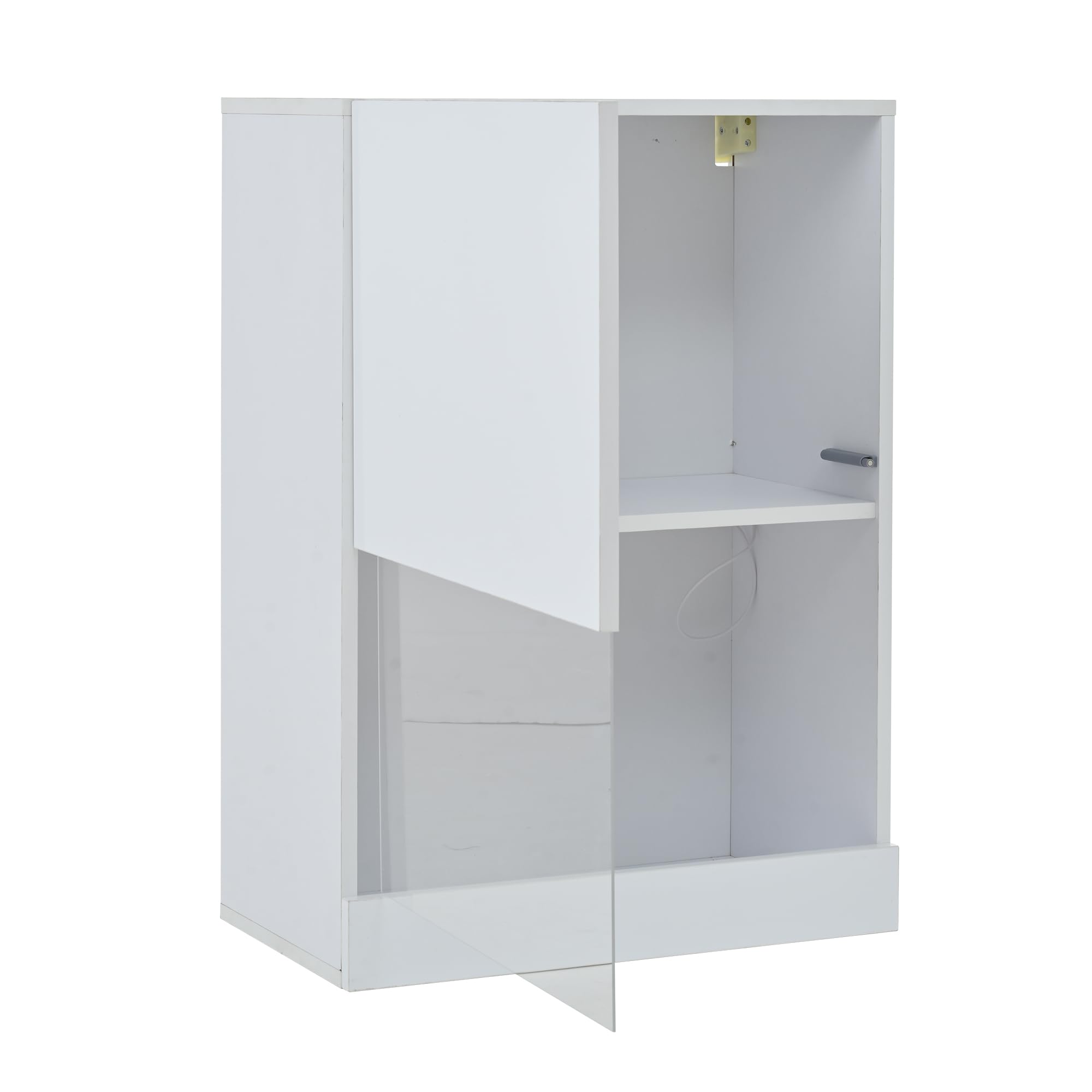 Set da parete per TV, 175 x 39 x 34 cm, con vetrina (set completo, 3 pezzi), supporto per TV, mensola e mensola da parete, con LED e lucido, mobile TV (bianco)