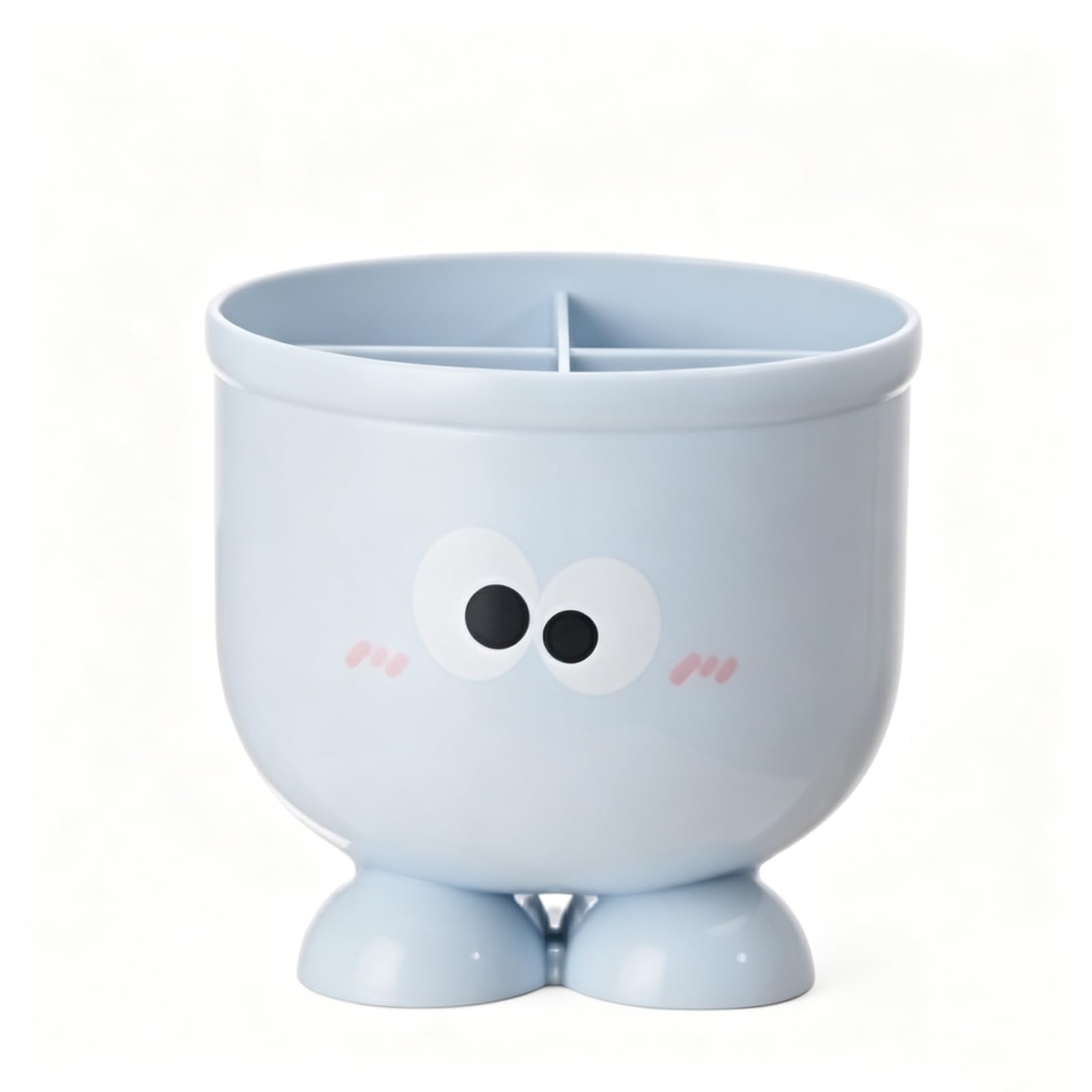 FCOFDRS Cute Cartoon Pen Holder with Feet,4 Compartment Desk Organiser