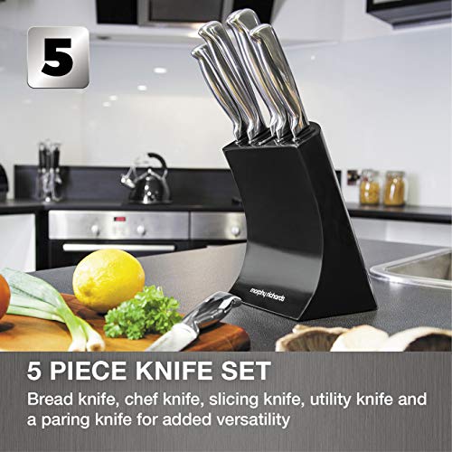 Morphy-Richards-Accents-46290-5-Piece-Knife-Block-with-High-Grade-Polished-Stainless-Steel-Knives-Black
