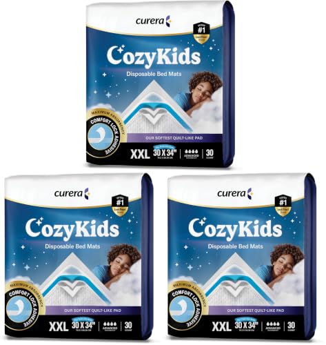 Image of CozyKids Disposable Bedwetting Bed Pads for Kids 30 inchx 34 inch Super Absorbent Potty Training Pee Pads for Children - XXL Bed Wetting Mats for Good Nights [90-Pack] Chucks for Kids & Toddlers