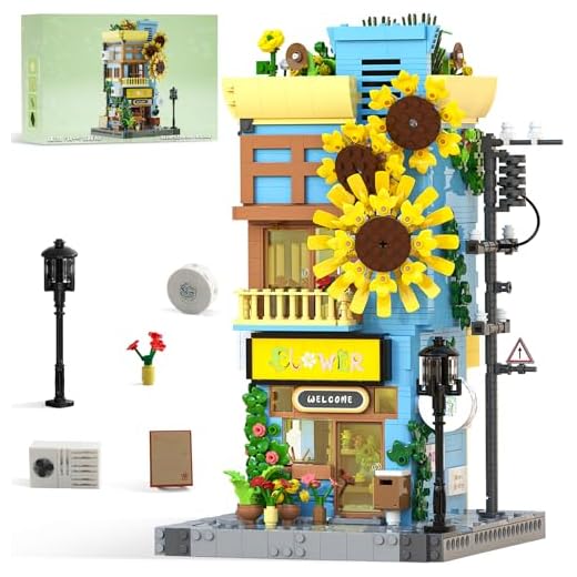 BeepZipp Flower House Building Set - Street View City Town Flower House Collection Kit - Home Decor Modular Building Block Kit for Adults and Teens (1580Pcs)