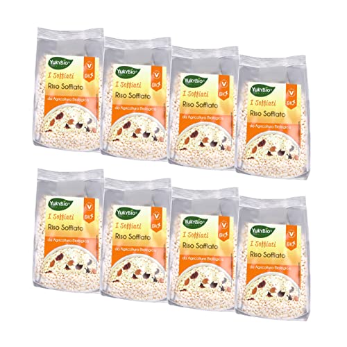 YukyBio, 'I Soffiati' Arroz Órganico Inflado, Ideal para Añadir a los Copos de Cereales o Para Adornar los Postres, 100% Made in Italy, 8X125 g Cover
