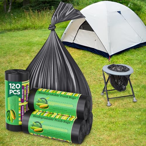 120 Portable Camping Toilet Bags, 8 Gallon Emergency Camp Potty Poop Bags for Adults, Thickened Trash Waste Bags for 5 Gallon Bucket Toilet Seat Camping Trash Can Outdoor