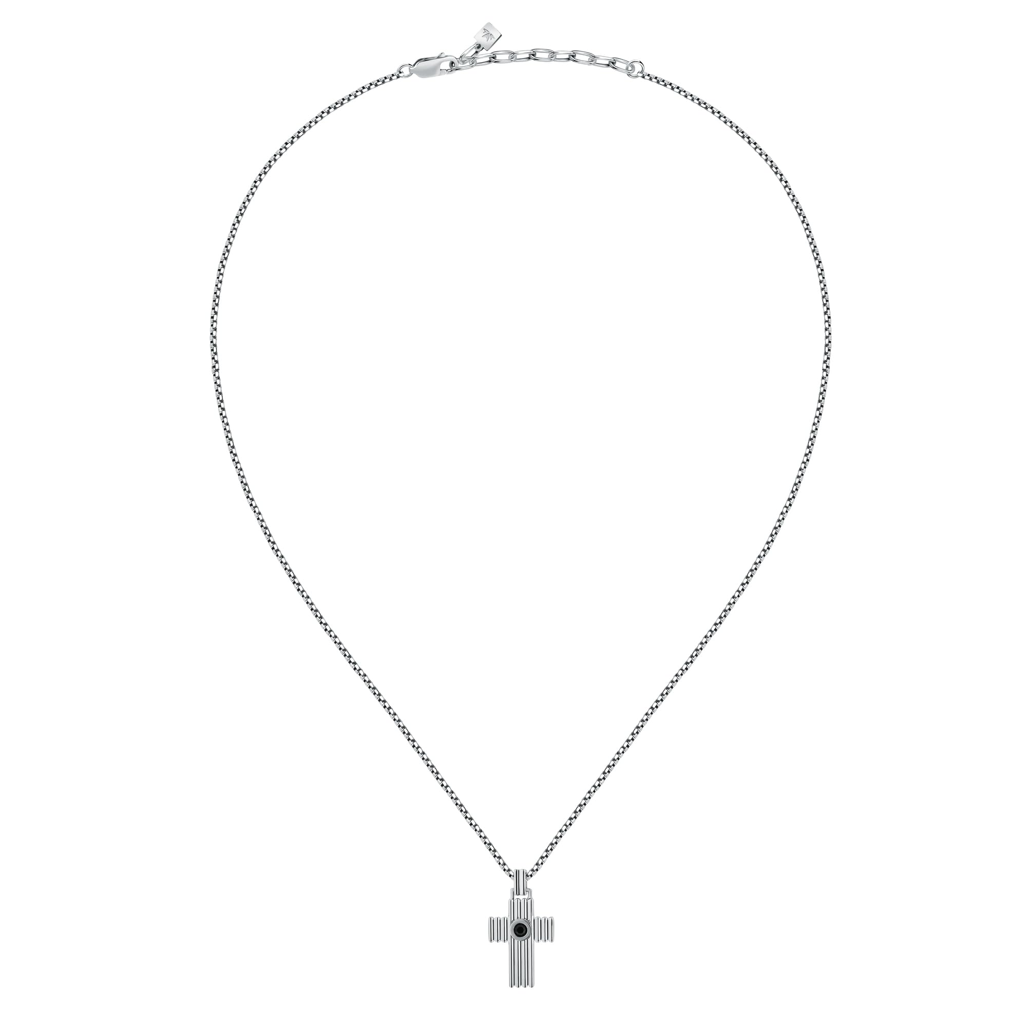 Morellato Collana Uomo in Acciaio, Cristallo Nero, Collezione Urban, Croce - SABH28