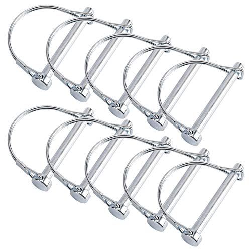 Yaemarine 10 Pcs 5/16" X 2-1/4" Round Wire Shaft Locking Pin Heavy Duty Safety Coupler Pin Shaft Locking Pto Hitch Pin With Round Arch Wire Retainer For Farm Trailers Lawn Garden #TOP2