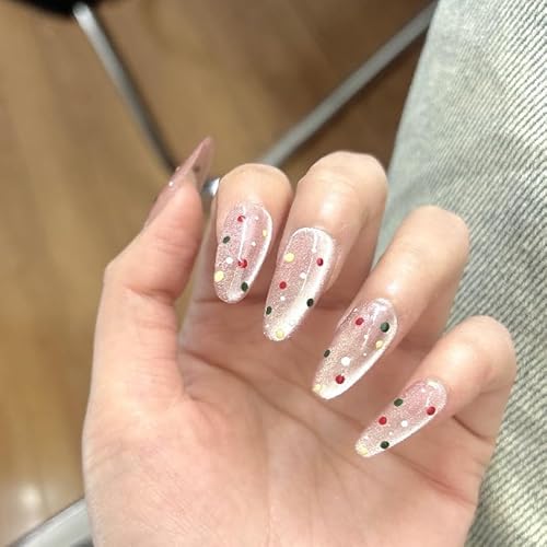 手作り ネイルチップ ミディアム 春 夏 和風 かわいい ショートラウンドつけ爪 コフィン 可愛い 付け爪 ドット10枚入 ネイルチップ