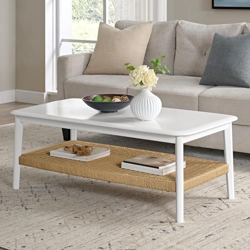 Alaterre Furniture Calais Modern Coffee Table for Living Room - 48 Inch 2-Tier Wooden Rectangular...