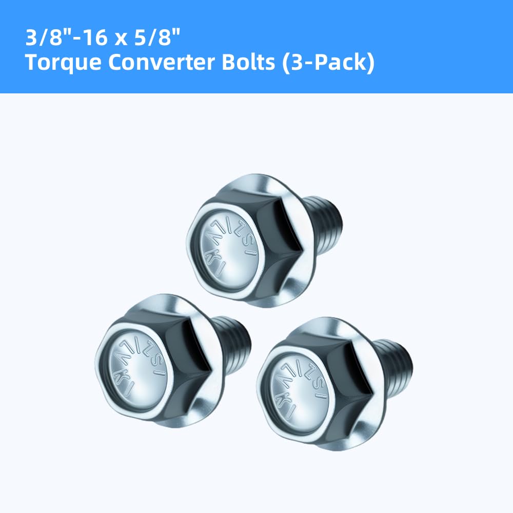 38765 Torque Converter Bolts (3/8"-16 x 5/8") Compatible with Turbo 350 & 400 (3 Pack)