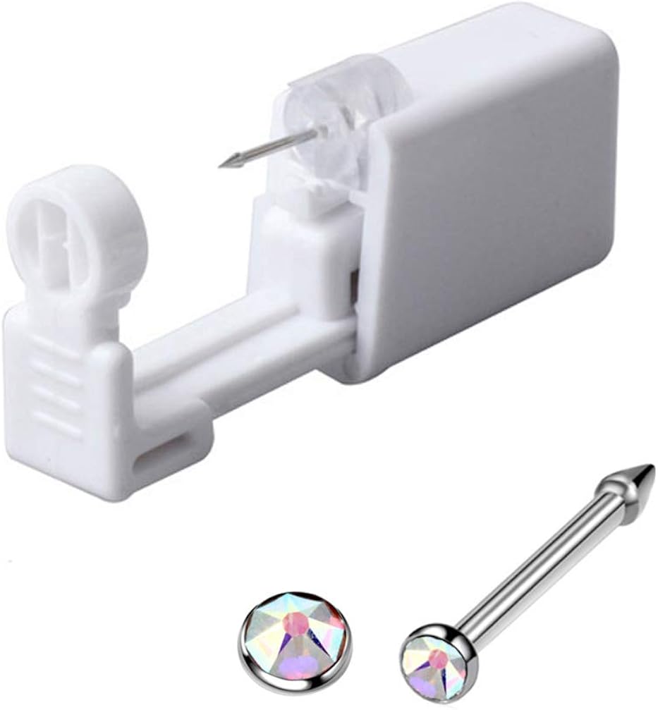 Silver Angel Nose Piercing Gun Disposable Safe Sterile Piercing Unit For Self Nose Studs Piercing Gun Kit Tool Body Jewelry 1 Units (Colorful)
