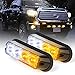 Xprite White & Amber Yellow 4 LED 4 Watt Emergency Vehicle Waterproof Surface Mount Deck Dash Grille Strobe Light Warning Police Light Head with Clear Lens - 2 Pack