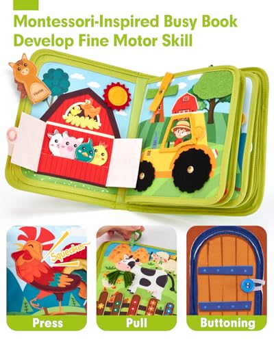 hahaland Busy Book for Toddlers 1-3 - Montessori Toys Busy Board for 1 Year Old Boy Gifts Girl Toys Educational Learning Quiet Activity Books Toddler Travel Toys for One Year Old Birthday Gift - Image 4