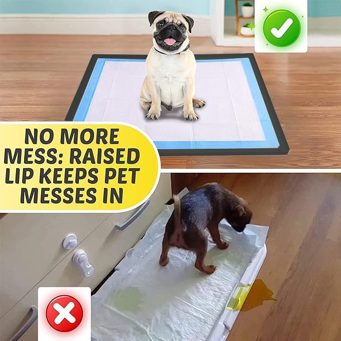 Image of TidyFriend Dog Pee Pad Holder Tray Fits for 36 inch x 36 inch Wee Wee Pee Pads - Stable Grip, Raised Edges, Quick-Wipe Silicone Surface Dog Potty Tray Holder for Indoor Flooring Protection (Black)