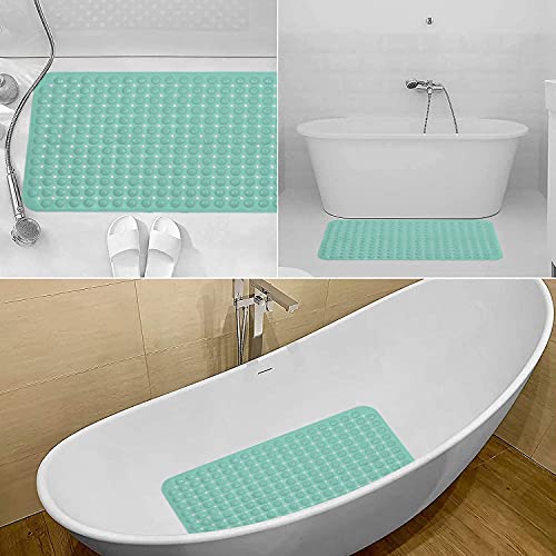 Image of VHKD PVC Bathroom mats Anti Slip Bathroom mat Non Slip Bath Anti Skid Doormat Rectangle (Marsh Green 70x35)