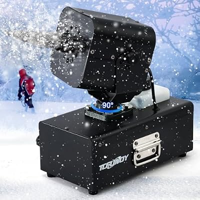Snow Machine 1200W Snow Making Machine, Moving Head Snow Maker, Snowflake Maker with Wired Control Wireless Remote Adjustable Snow Size for Christmas Wedding Party Photography Parade Stage