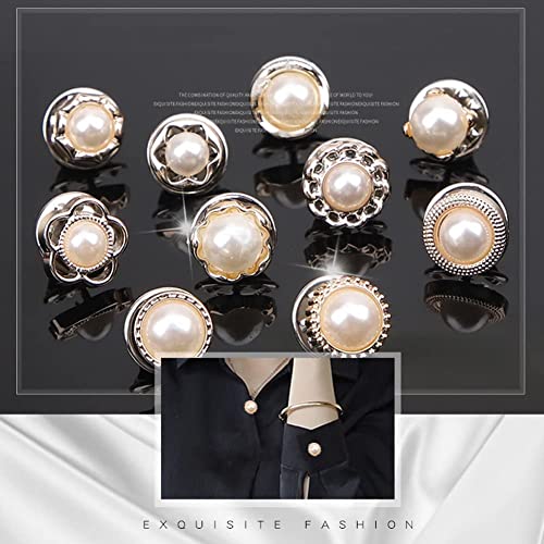 Image of ARLICORPING 20Pcs Women Shirt Brooch Pearl No Sew Button Pins Instant Jeans Safety Pin