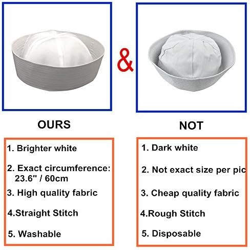 Miniatura 5 de CCUFO Sombrero de marinero blanco sombreros de la marina de los Estados Unidos para fiestas, Halloween y bodas, paquete de 2, Blanco