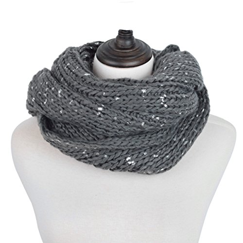 Premium Unique Winter Silver Flakes Rib Knit Soft Infinity Loop Circle Scarf2