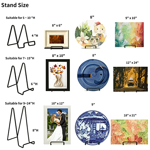 Decolore 4 Pack 8 Inch Black Metal Display Stands Square Plate Holder Display Stand Frame Stand For Picture, Decorative Plate, Photo Easel And Artistic Work #TOP6