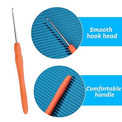 Crochet Hooks 2.5mm, Colourful Ergonomic Soft Handle Aluminium Knitting Needles for Yarn Craft, Suitable for Beginners to Learn Hand-Knitted Sweaters - Image 2