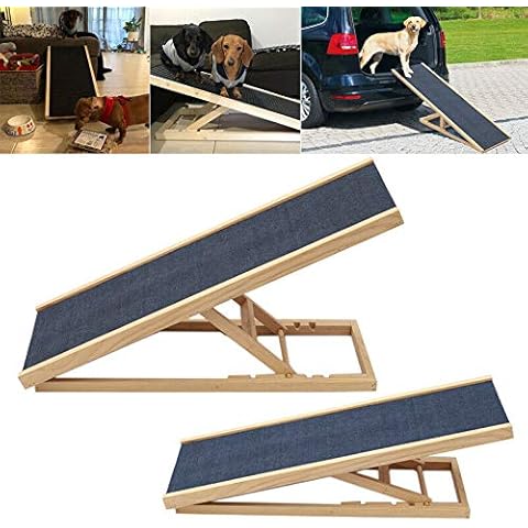 Qimu Wooden Pet Ramp - Adjustable & Non-Slip Cover